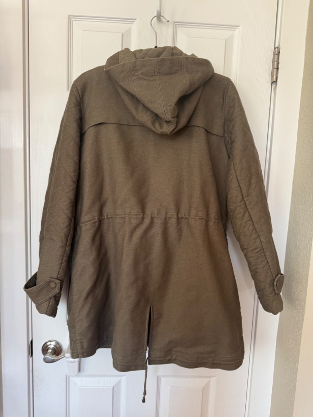 NWT Lou & Grey Olive Green Quilted-Sleeve Anorak 3-1 Parka Jacket - W Large - Picture 2 of 8
